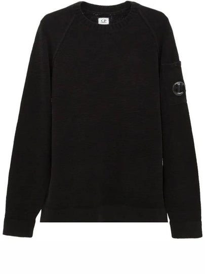 Lens Wappen Crew Neck Knit Top Black - CP COMPANY - BALAAN 2