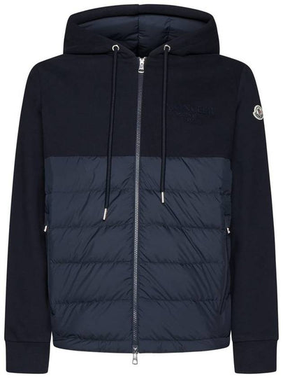 Logo Embroidered Padded Hooded Jacket Navy - MONCLER - BALAAN 2