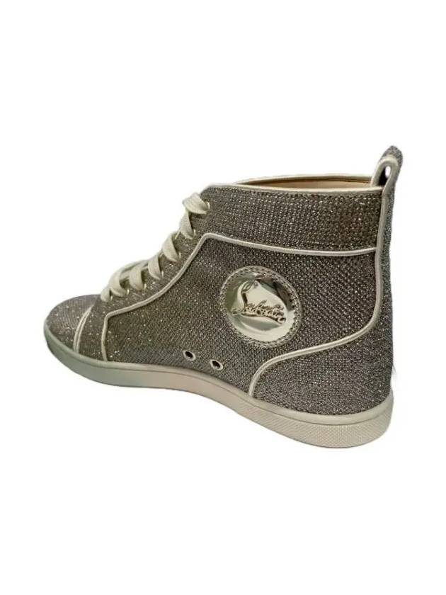 Gold Glitter High Top Sneakers Grey - CHRISTIAN LOUBOUTIN - BALAAN 3