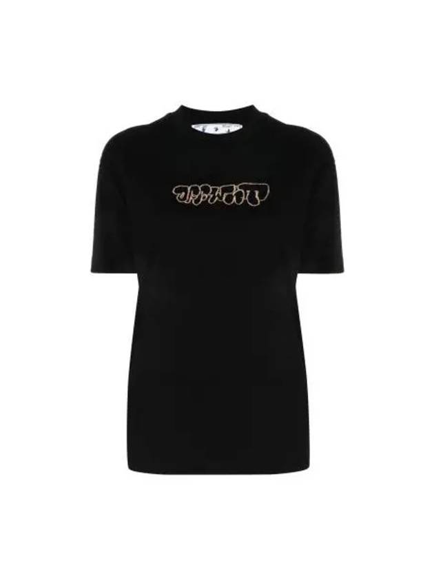 Sketch Logo Cotton Short Sleeve T-Shirt Black - OFF WHITE - BALAAN 2