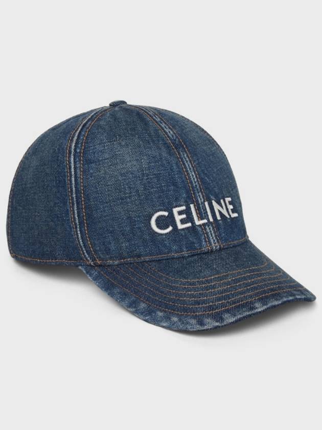 Embroidered Logo Denim Ball Cap Blue - CELINE - BALAAN 4