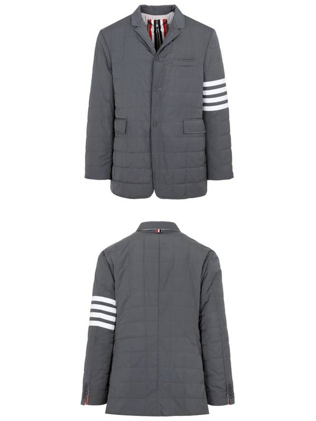 4 Bar Poly Twill Padding Blazer Jacket Grey - THOM BROWNE - BALAAN 5