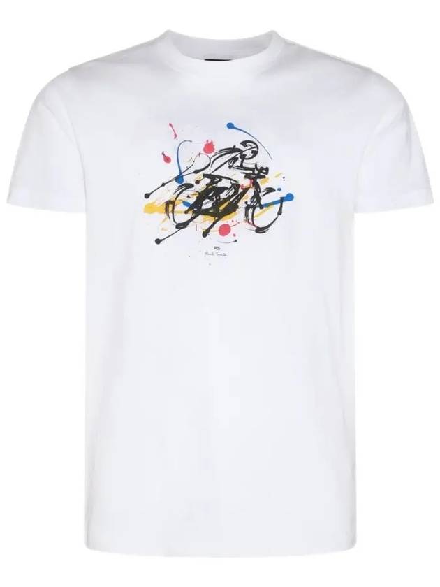 Cyclist Painting Cotton Short Sleeve T-Shirt White - PAUL SMITH - BALAAN 2