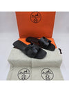 Oran Calfskin Slippers Noir Piqures Ecrues Black - HERMES - BALAAN 7