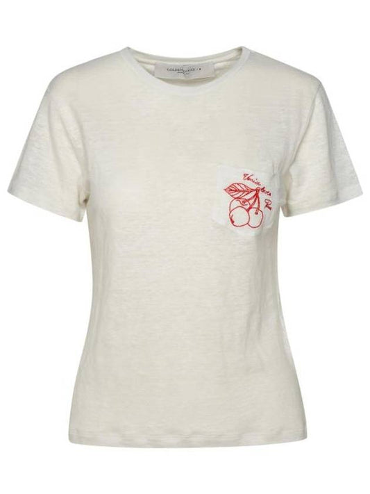 Embroidered Pocket Short Sleeve T-Shirt White - GOLDEN GOOSE - BALAAN 1