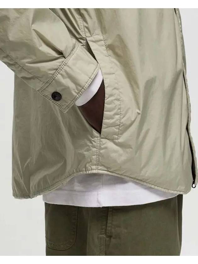 Logo Patch Zip Up Jacket Beige - STONE ISLAND - BALAAN 5