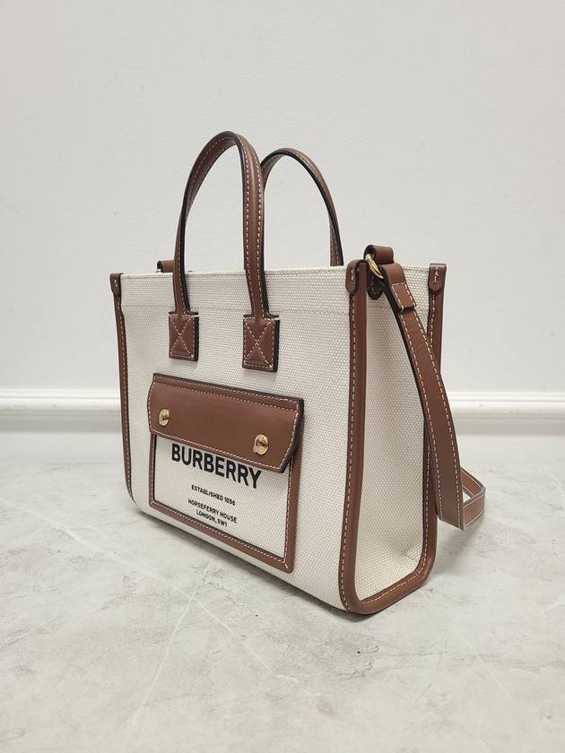 Two tone canvas leather Freya tote bag mini - BURBERRY - BALAAN 3