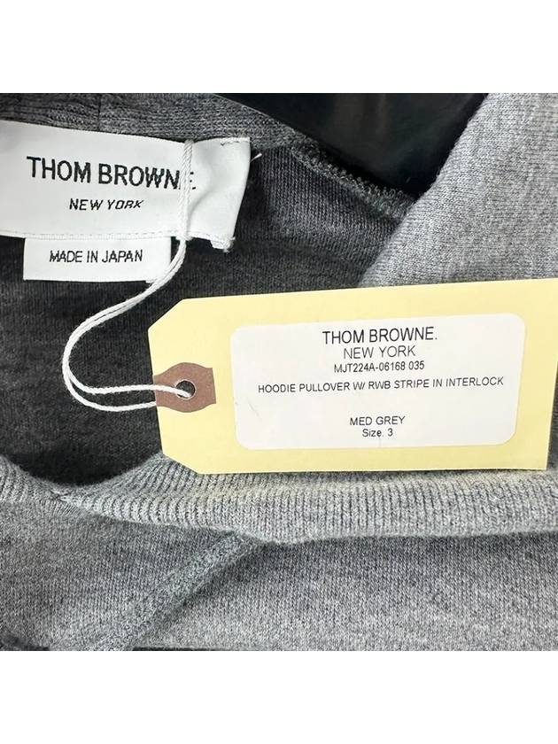 Three Stripe Cotton Hoodie Grey - THOM BROWNE - BALAAN 5