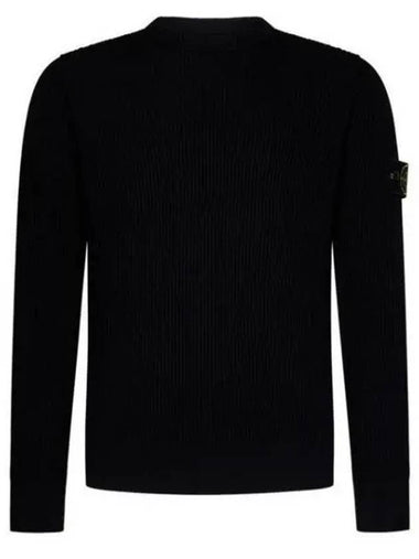 Crewneck Full Rib Wool Knit Top Black - STONE ISLAND - BALAAN 1