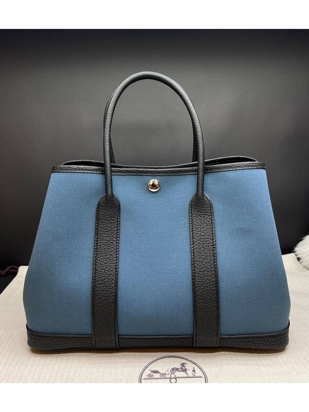 Garden Party 30 Canvas Blue Tempet Black H051551CKCF - HERMES - BALAAN 1