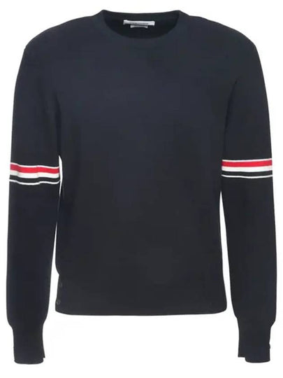 Men's Milan Stitch Armband Crew Neck Knit Top Navy - THOM BROWNE - BALAAN 2