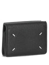 Snap Button Leather Half Wallet Black - MAISON MARGIELA - BALAAN 1