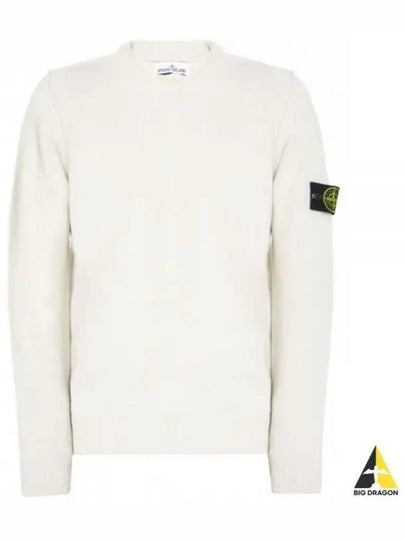 Logo Patch Crew Neck Wool Knit Top Off-White - STONE ISLAND - BALAAN 2