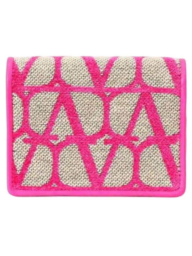 Toile Iconographe Half Wallet Pink - VALENTINO - BALAAN 1