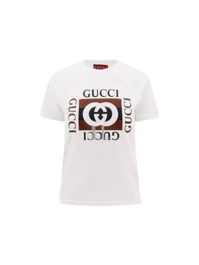 Print Cotton Jersey Short Sleeve T-Shirt White - GUCCI - BALAAN 2