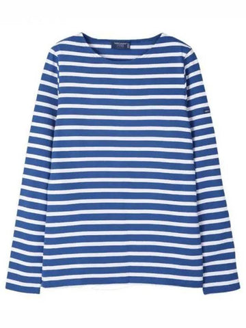 Women's Meridame II Striped Long Sleeve T-Shirt White Blue - SAINT JAMES - BALAAN 1