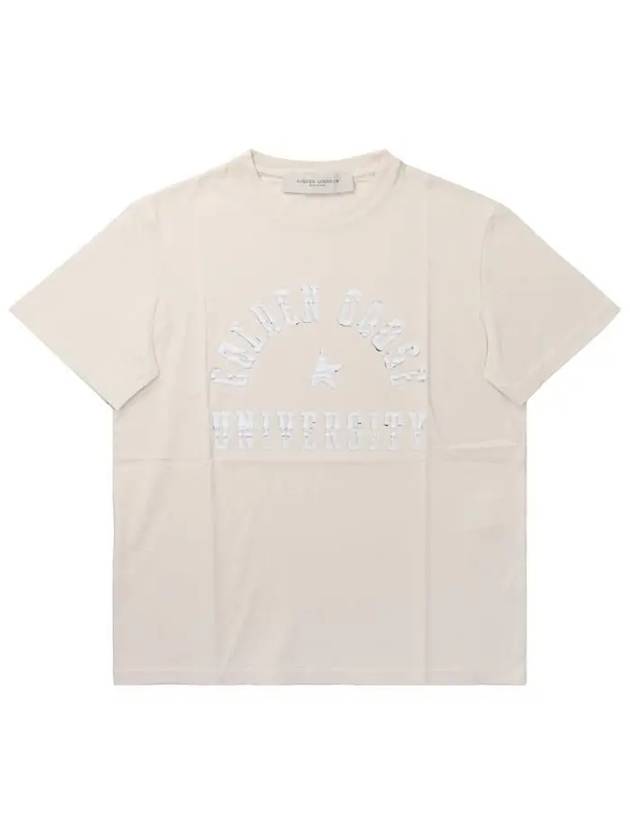 Lettering Logo Cotton Short Sleeve T-Shirt Beige - GOLDEN GOOSE - BALAAN 2