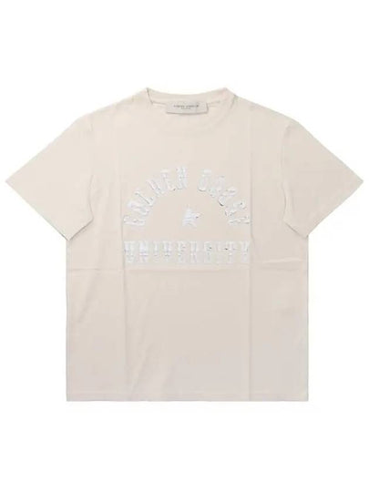 Lettering Logo Cotton Short Sleeve T-Shirt Beige - GOLDEN GOOSE - BALAAN 2