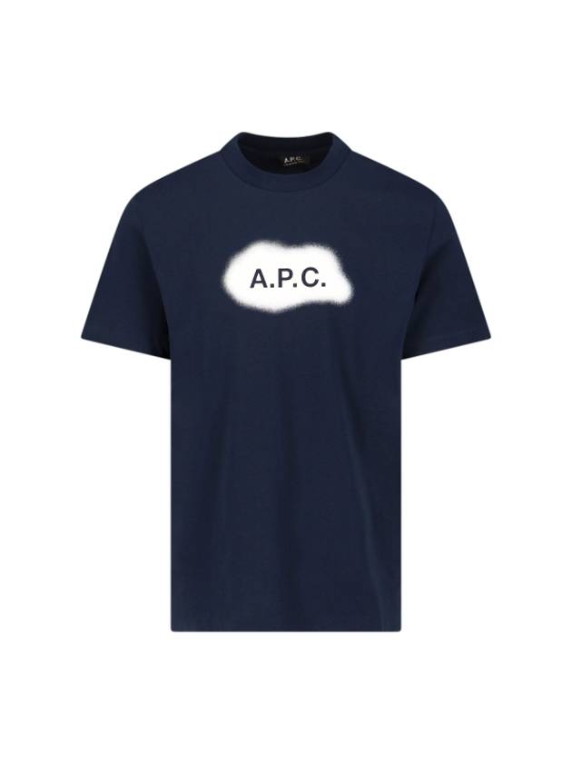 Albert Logo Short Sleeve T-Shirt Navy - A.P.C. - BALAAN 1