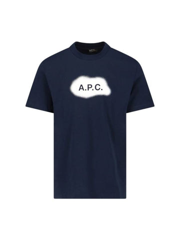 Albert Logo Short Sleeve T-Shirt Navy - A.P.C. - BALAAN 1