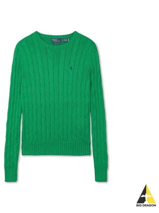 W cable knit cotton crewneck sweater green - POLO RALPH LAUREN - BALAAN 1