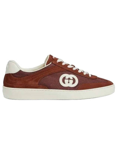 Interlocking G Suede Low-Top Sneakers Bordeaux - GUCCI - BALAAN 1