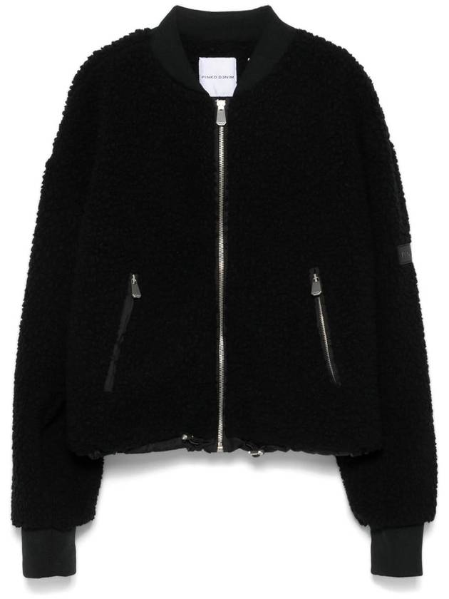 Teddy Bomber Fur Jacket Black - PINKO - BALAAN 2