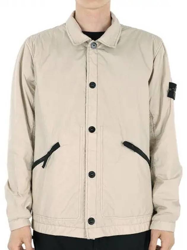 Men's Garment Dyed Crinkle Reps Nylon Shirt Jacket Dove Grey - STONE ISLAND - BALAAN 2