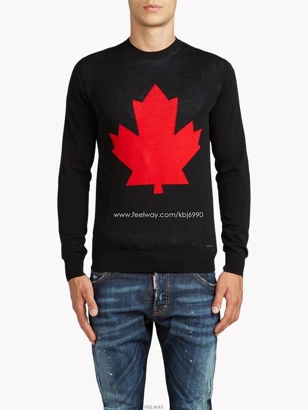 Men's Maple Cotton Knit Black Knit Top 74HA0651 - DSQUARED2 - BALAAN 8