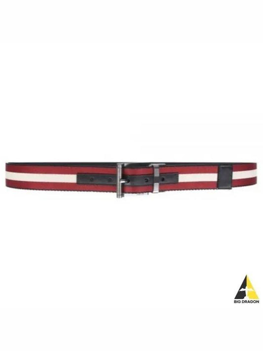 Taylan Stripe Reversible Belt Black Red - BALLY - BALAAN 2