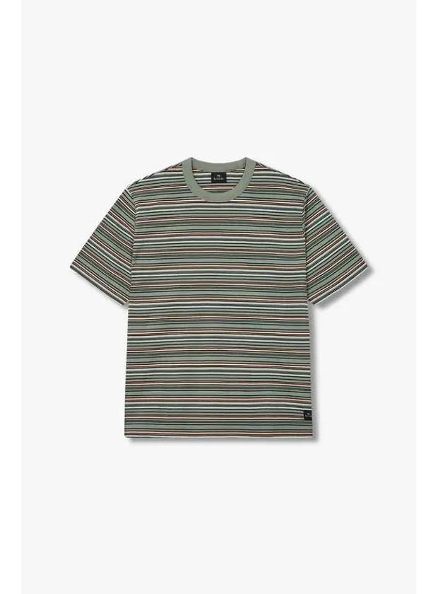 PS Stripe Crew Neck T Shirt Khaki - PAUL SMITH - BALAAN 1