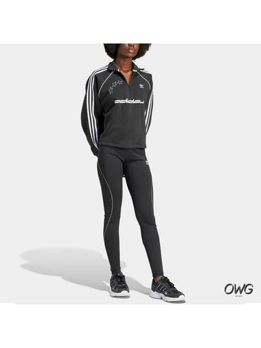 Jersey Track Top Sweatshirt Black Half Zip Up Women - ADIDAS - BALAAN 1