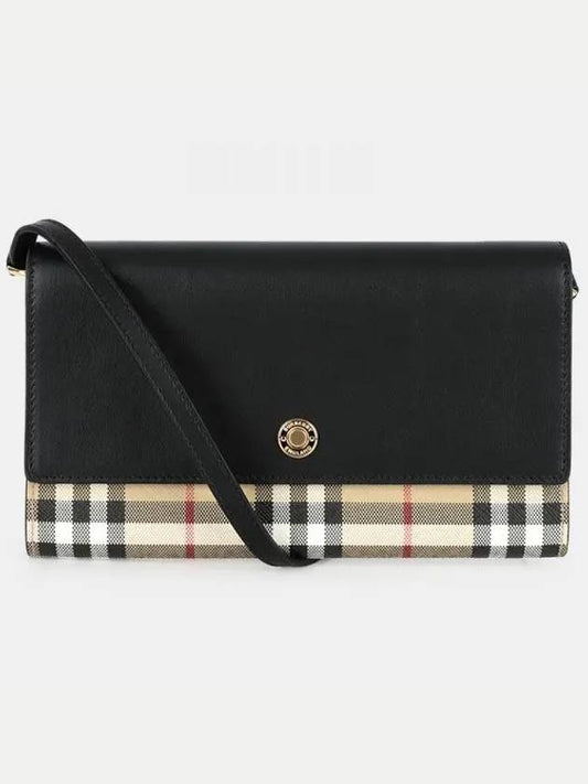 Detachable Strap Checked Leather Wallet Cross Bag Black - BURBERRY - BALAAN 2