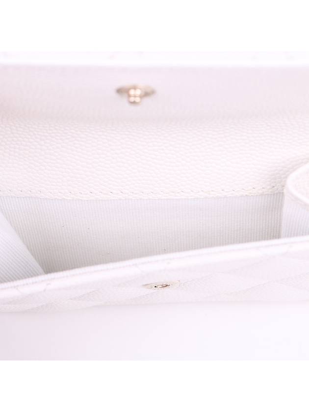 Caviar new logo white flap half wallet - CHANEL - BALAAN 9