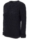 Merino Crisscross Cable Stitch Crewneck Knit Top Navy - THOM BROWNE - BALAAN 4