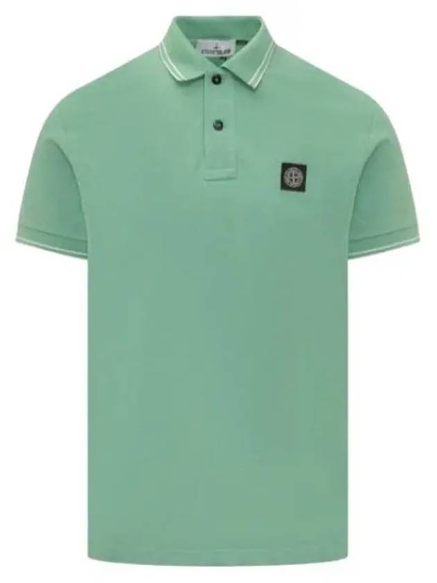 Stretch Cotton Pique Short Sleeve Polo Shirt Light Green - STONE ISLAND - BALAAN 2