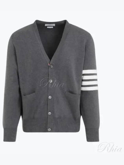 Milano Stitch 4-Bar Cardigan Medium Grey - THOM BROWNE - BALAAN 2