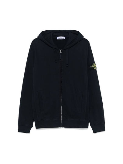 Logo Cotton Zip-Up Hoodie Navy - STONE ISLAND - BALAAN 2