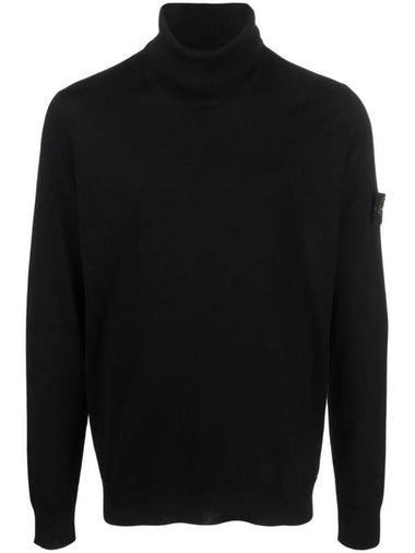 Wappen Patch Virgin Wool Turtleneck Black - STONE ISLAND - BALAAN 1