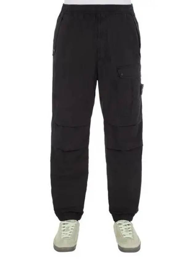 Logo Twill Cotton Cargo Track Pants Black - STONE ISLAND - BALAAN 2