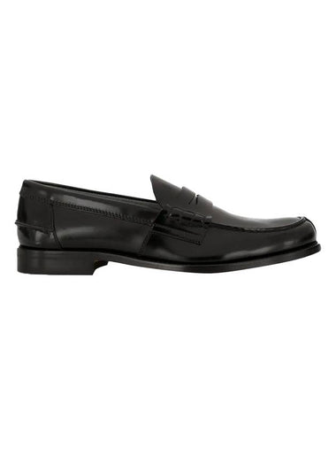 Stamped Monogram Semi-Shiny Leather Loafers Black - TOD'S - BALAAN 1