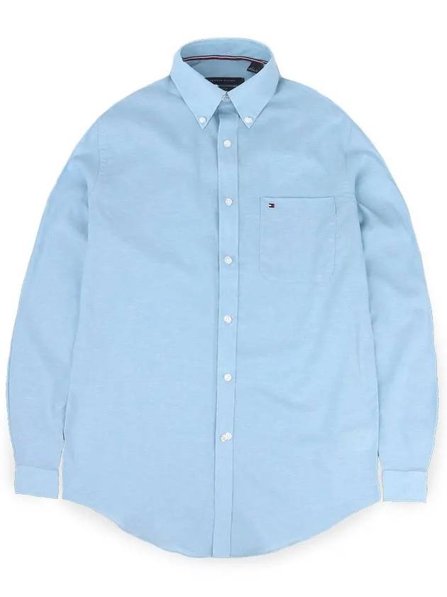 Men's Classic Fit Linen Cotton Shirt Sky TH114 - TOMMY HILFIGER - BALAAN 2