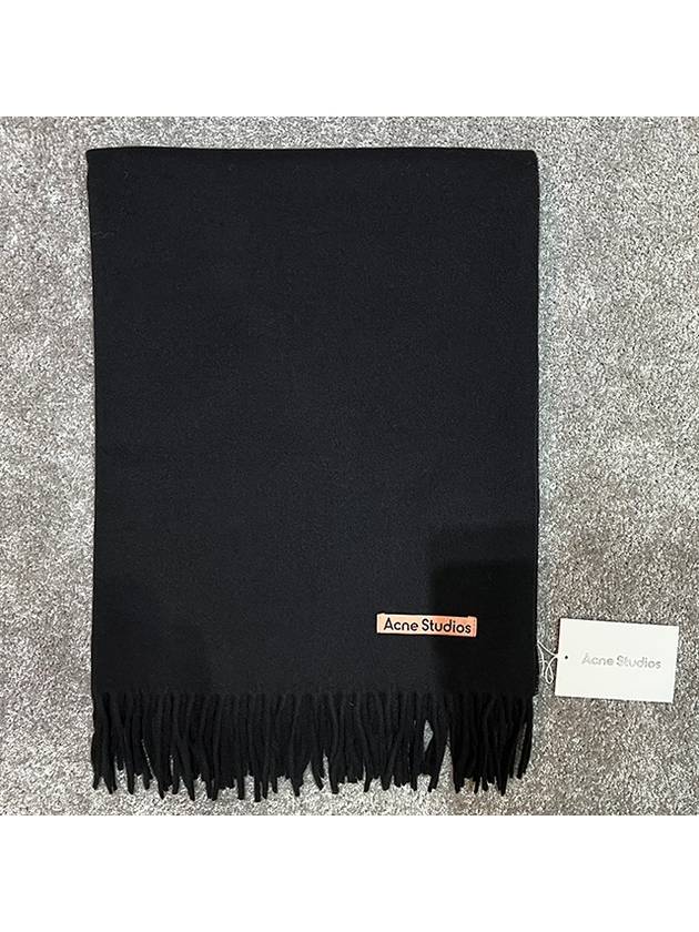 Logo Wool Fringe Scarf Black - ACNE STUDIOS - BALAAN 3