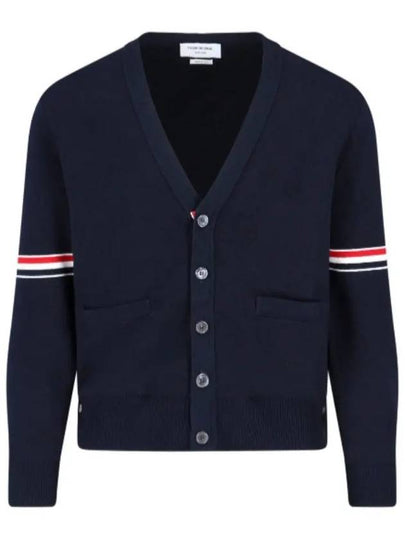 Milano Stitch Sprite Armband Cotton V-neck Cardigan Navy - THOM BROWNE - BALAAN 2