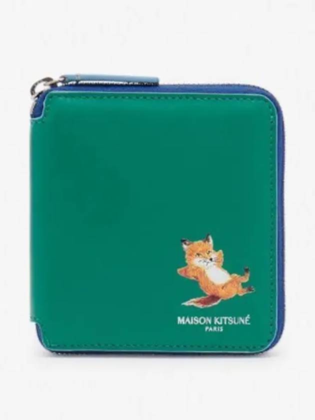 Maison Kitsune Chillax Square Zipper Wallet Grass Green KU05311LC0029 P374 - MAISON KITSUNE - BALAAN 2