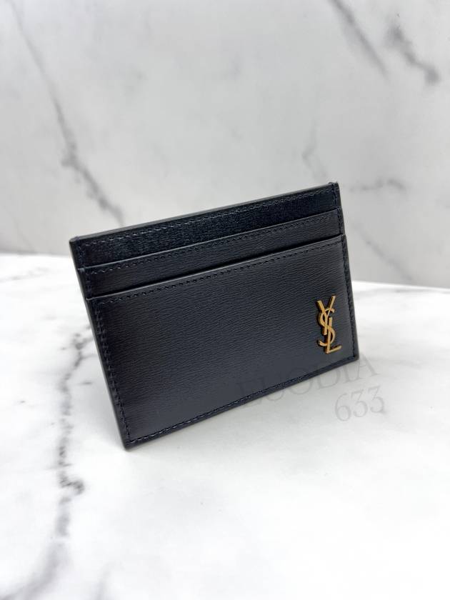 Tiny Monogram Shiny Leather Card Case Black - SAINT LAURENT - BALAAN 5