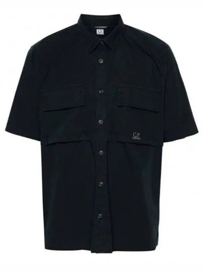 Cotton Rip-Stop Short Sleeve Shirt Navy - CP COMPANY - BALAAN 2