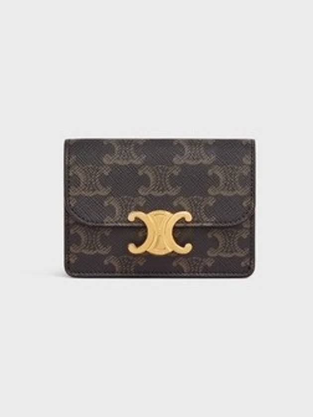 Triomphe Canvas Flap Card Holder Tan Brown - CELINE - BALAAN 2