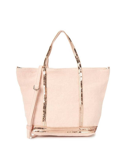 Women's Cabas Small Linen Tote Bag Peach - VANESSA BRUNO - BALAAN 2