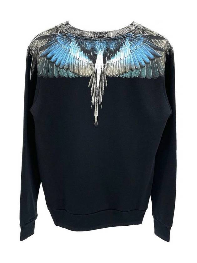 Wings Print Cotton Sweatshirt Black - MARCELO BURLON - BALAAN 4